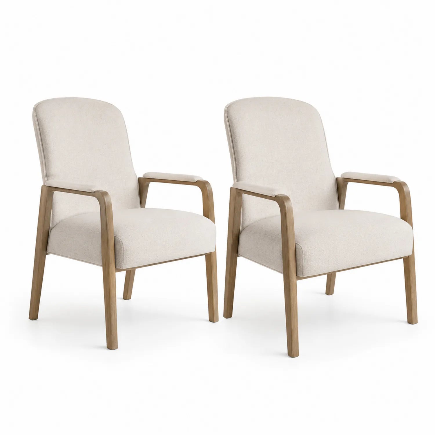 Set di 2 sedie in legno massello con tessuto beige