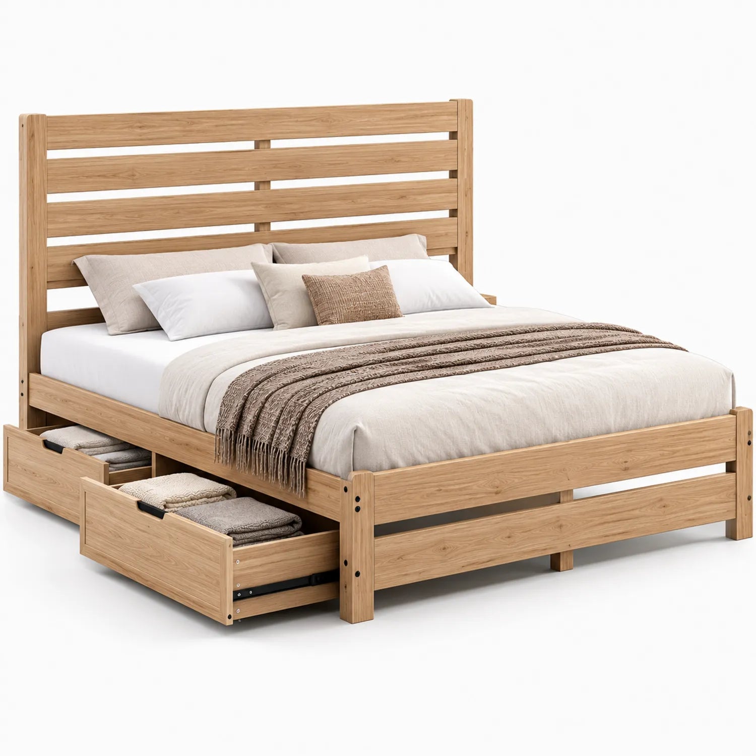 Letto matrimoniale in legno con cassetti 200x160 cm