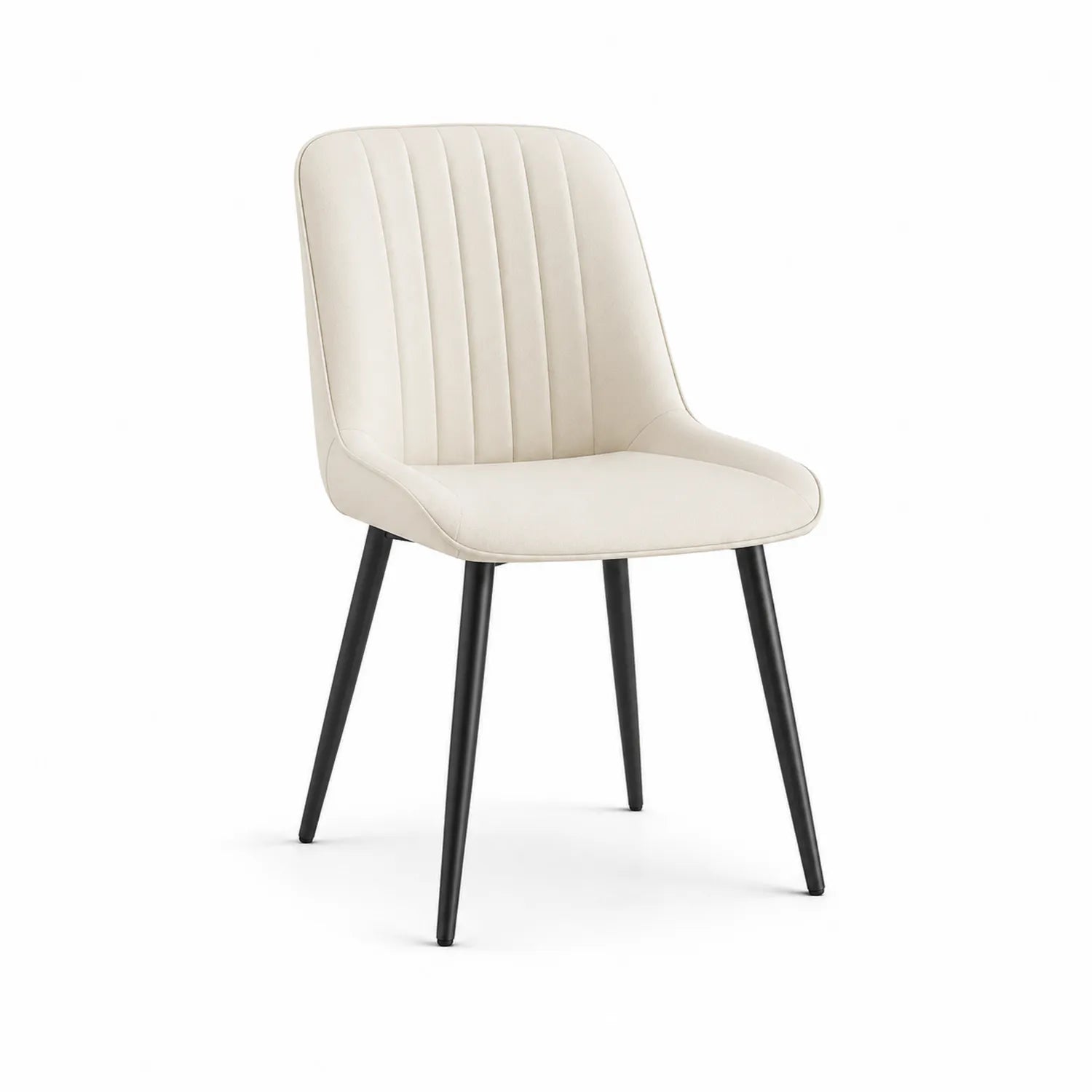 Sedia in tessuto beige con gambe in metallo