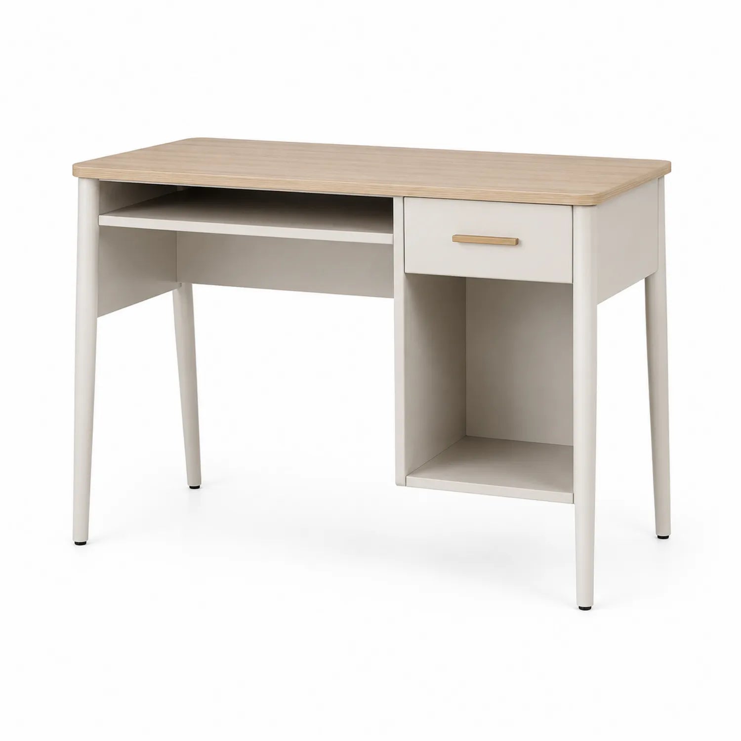 Scrivania in Legno Composito Bianco e Rovere 120x50x75 cm con Cassetto