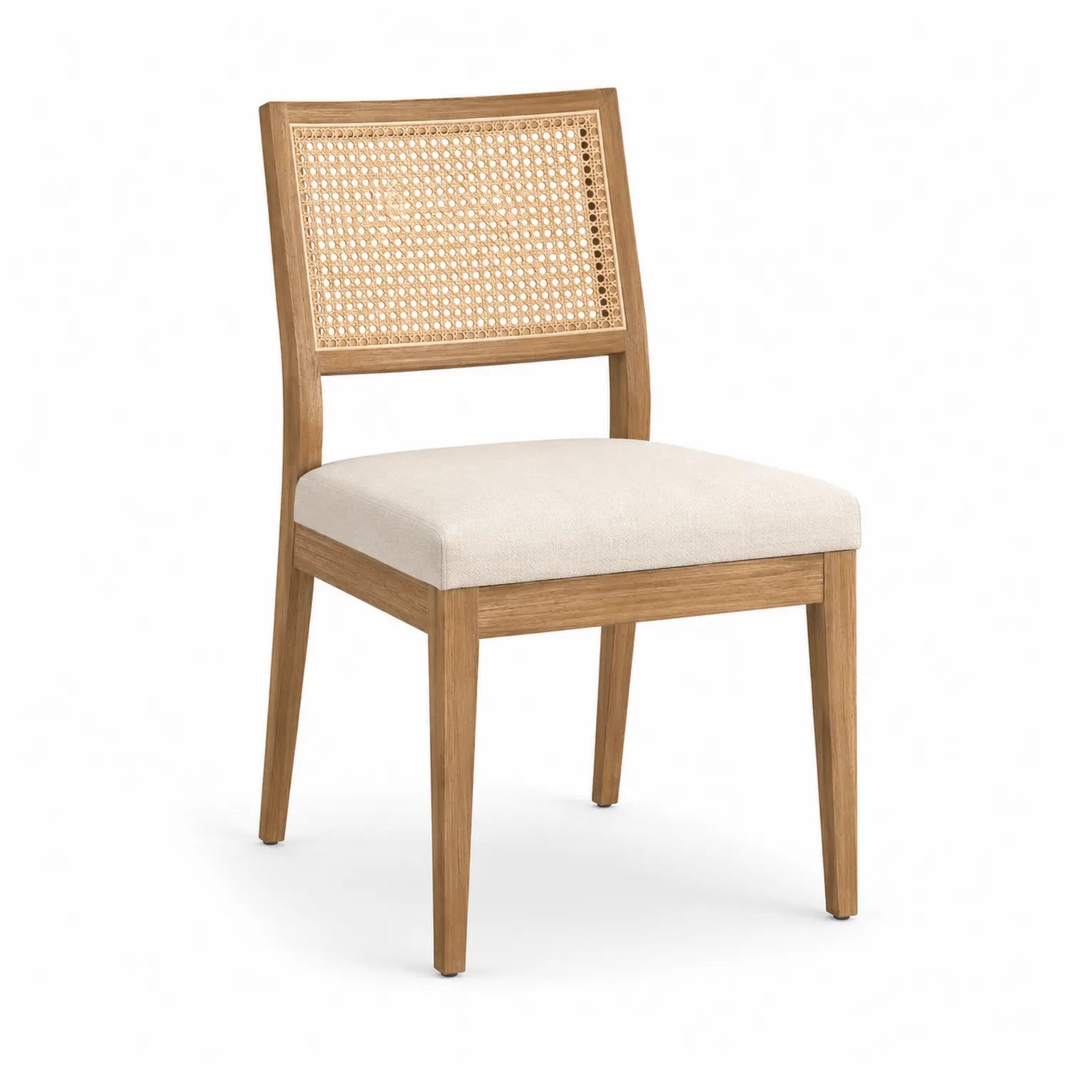 Sedia da pranzo in legno con schienale in rattan