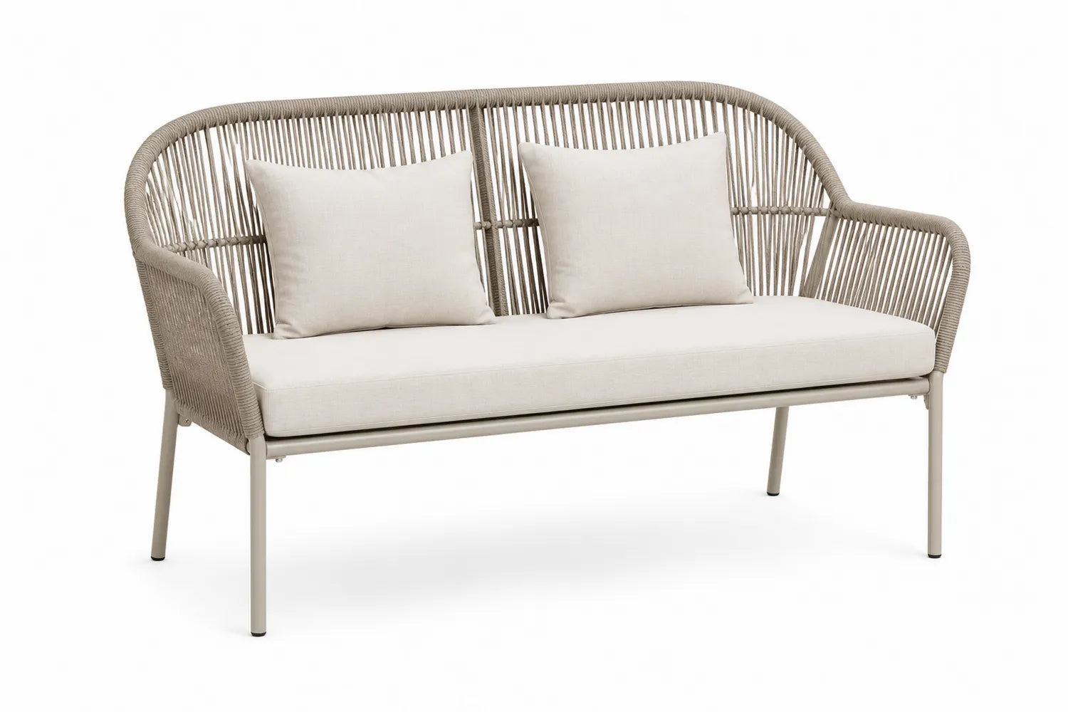 Panca in metallo e corda con cuscini Beige