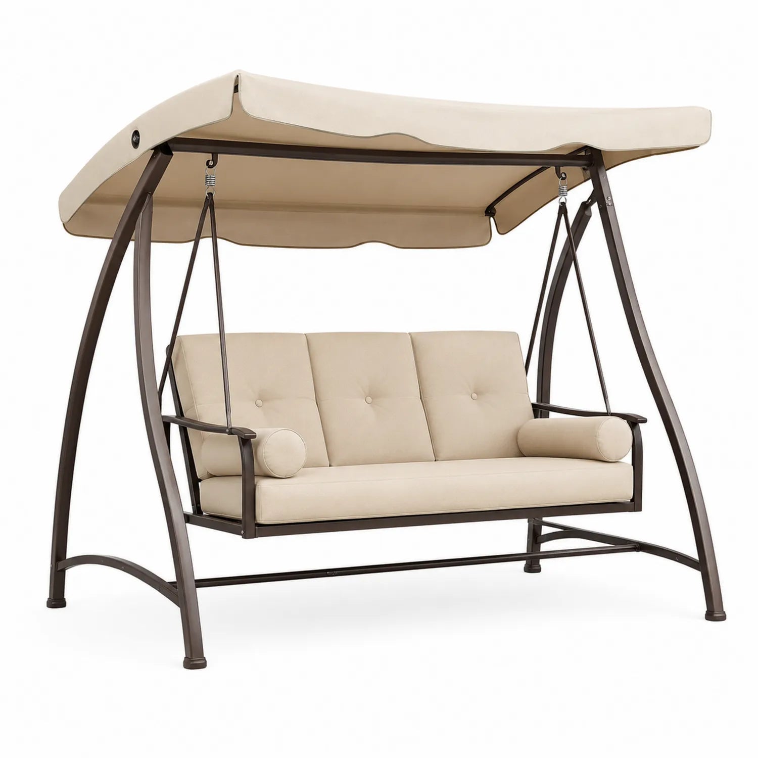Dondolo da Giardino in Acciaio con Cuscini Beige