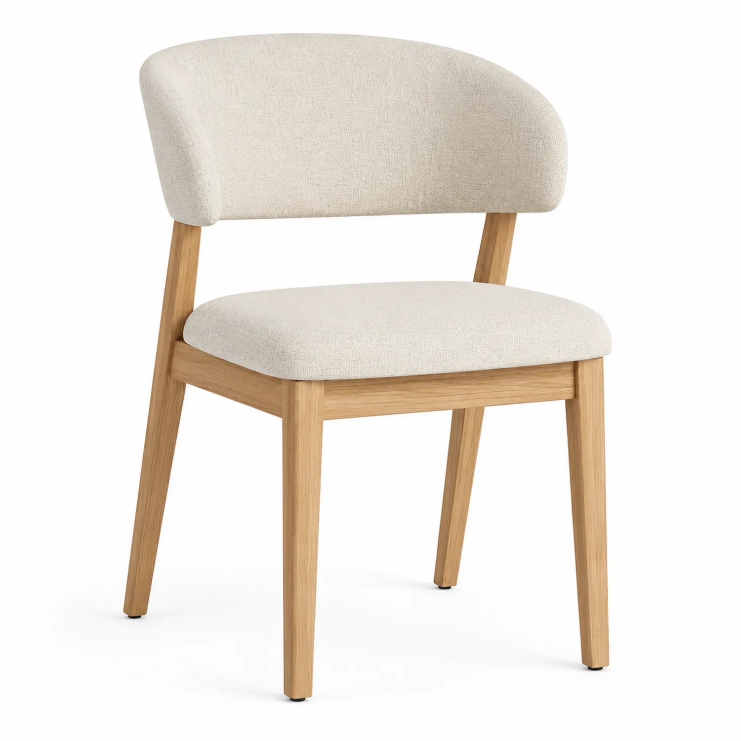 Sedia in legno di rovere con seduta in tessuto beige