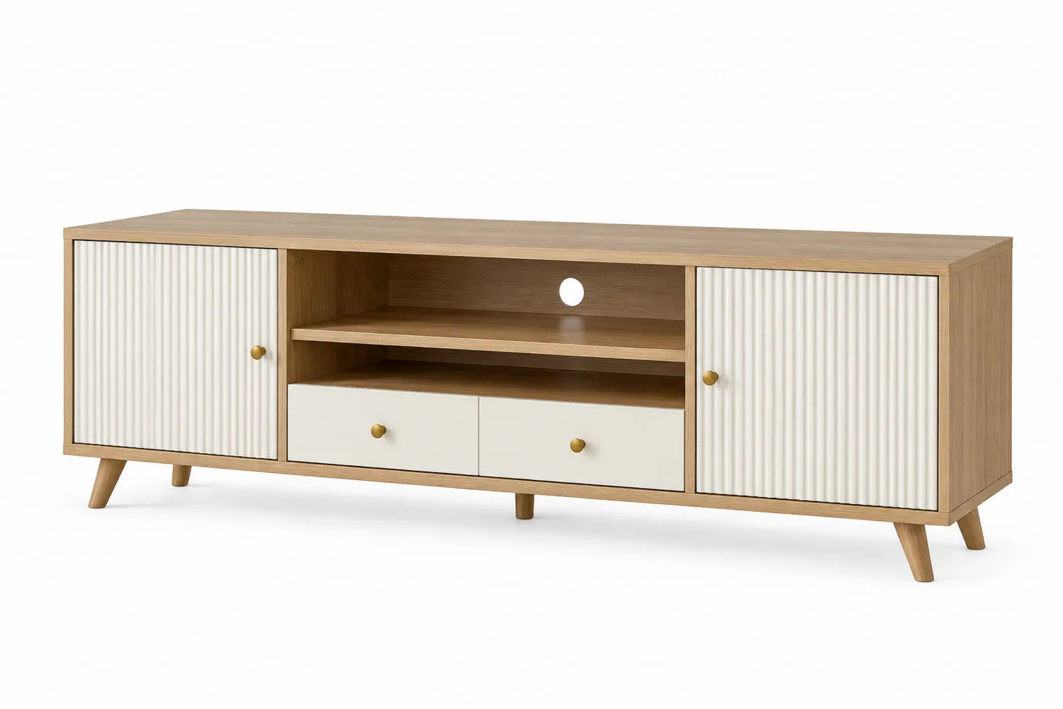Mobile TV in legno MDF con ante e cassetti 150x35x55 cm
