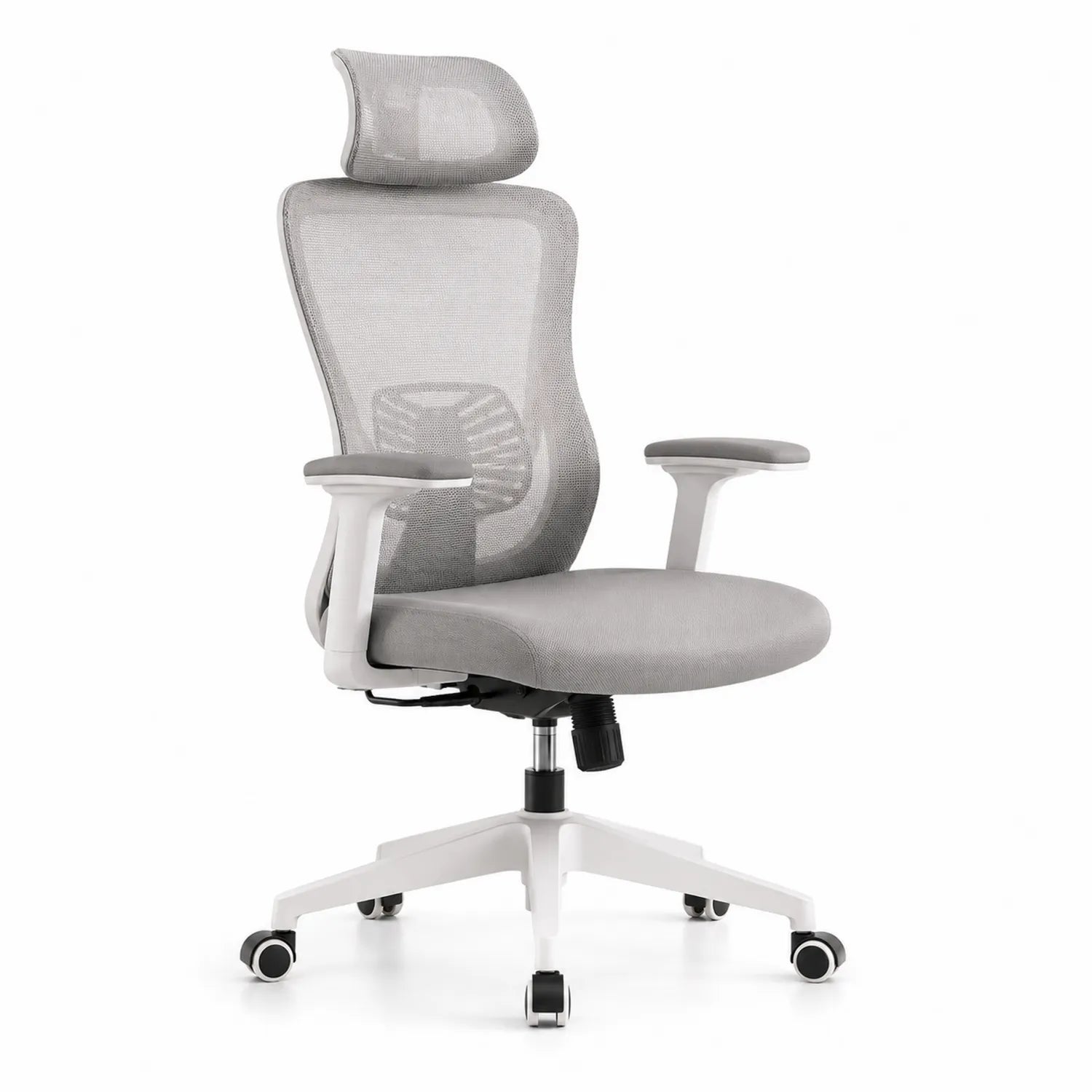 Sedia Ergonomica da Ufficio in Rete Grigia con Poggiatesta Regolabile