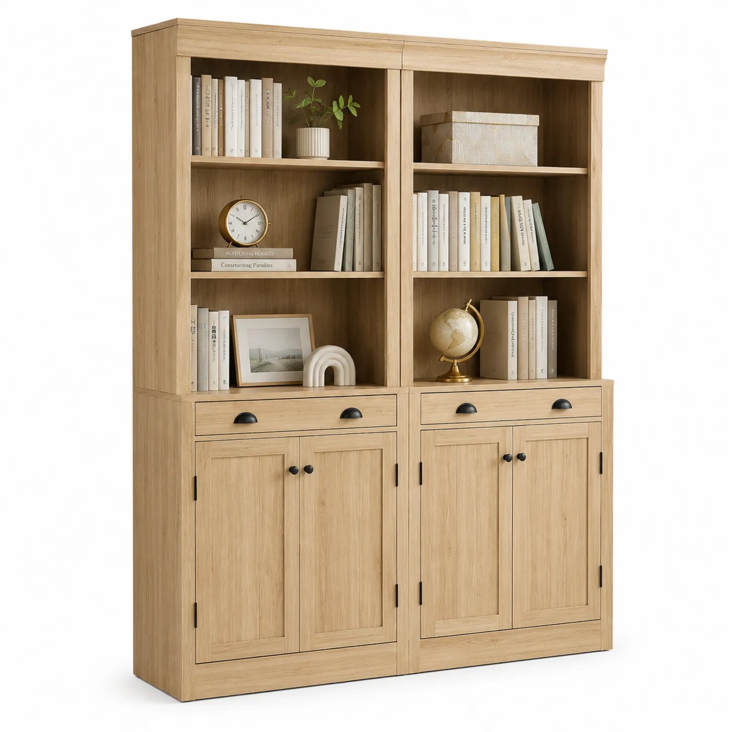 Libreria in Legno con Ante e Scaffali Regolabili, 200x160x40 cm