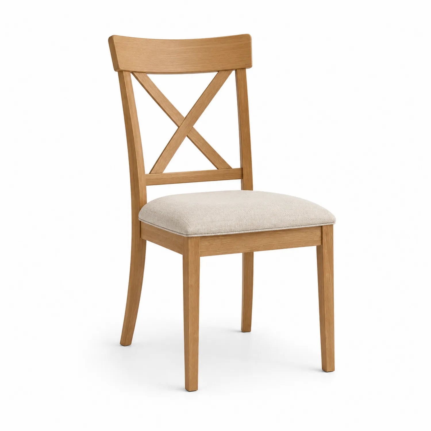 Sedia da pranzo in legno con seduta in tessuto beige 85 cm