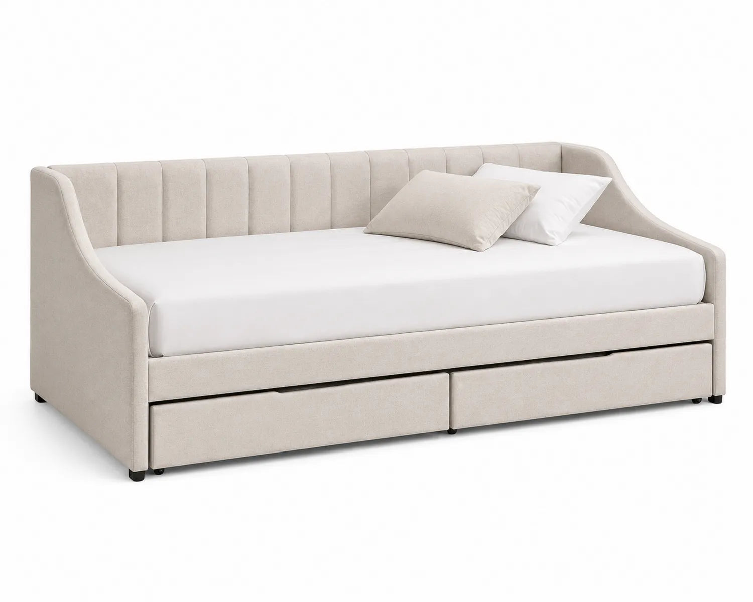 Divano Letto con Contenitore in Tessuto Beige