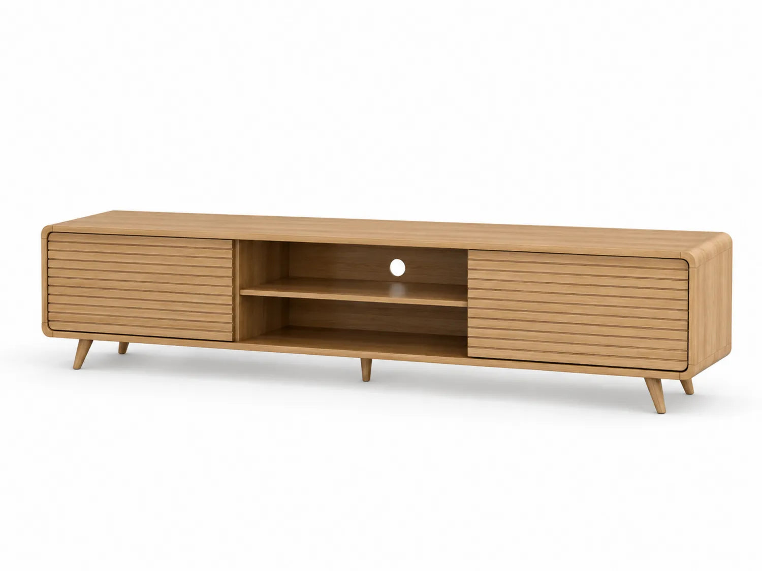 Mobile TV in legno massello di rovere con ante scorrevoli 180x50x40 cm