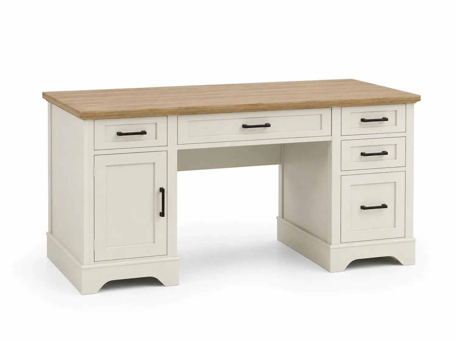 Scrivania in legno MDF con piano in impiallacciatura di quercia 140x60x75cm