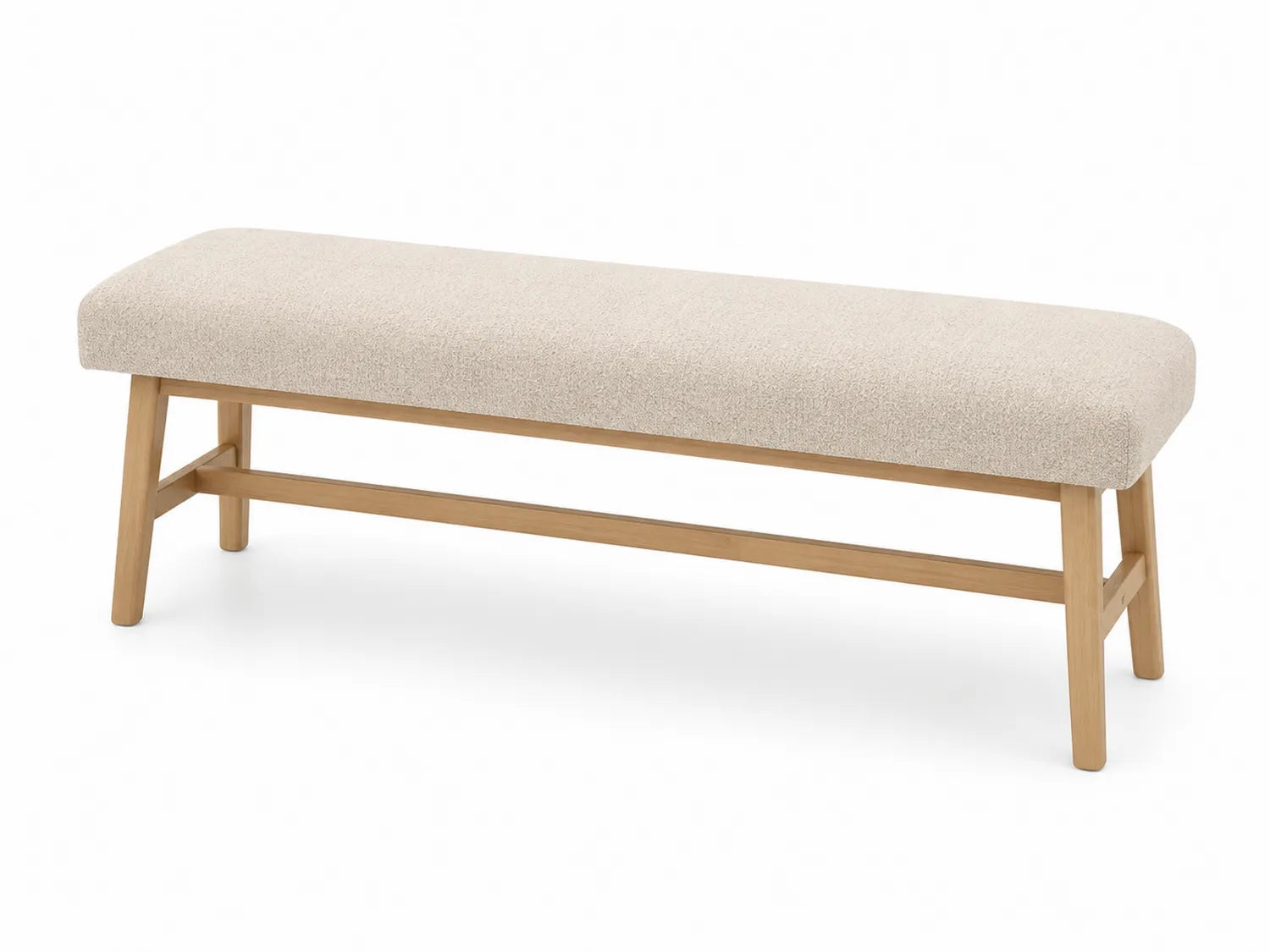 Panca in Legno e Tessuto Beige 120x35x45 cm