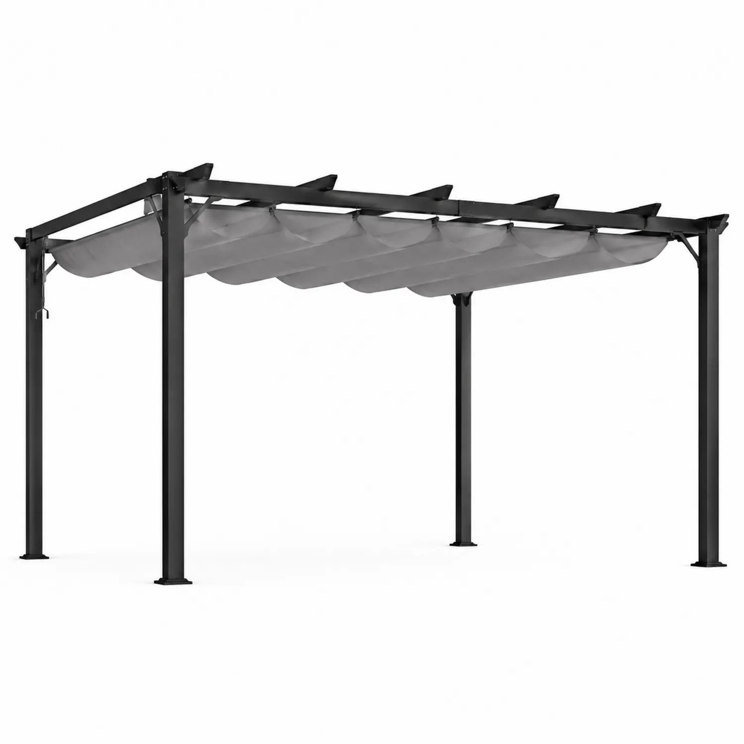 Pergola retrattile in alluminio e poliestere grigia, 3x4 m