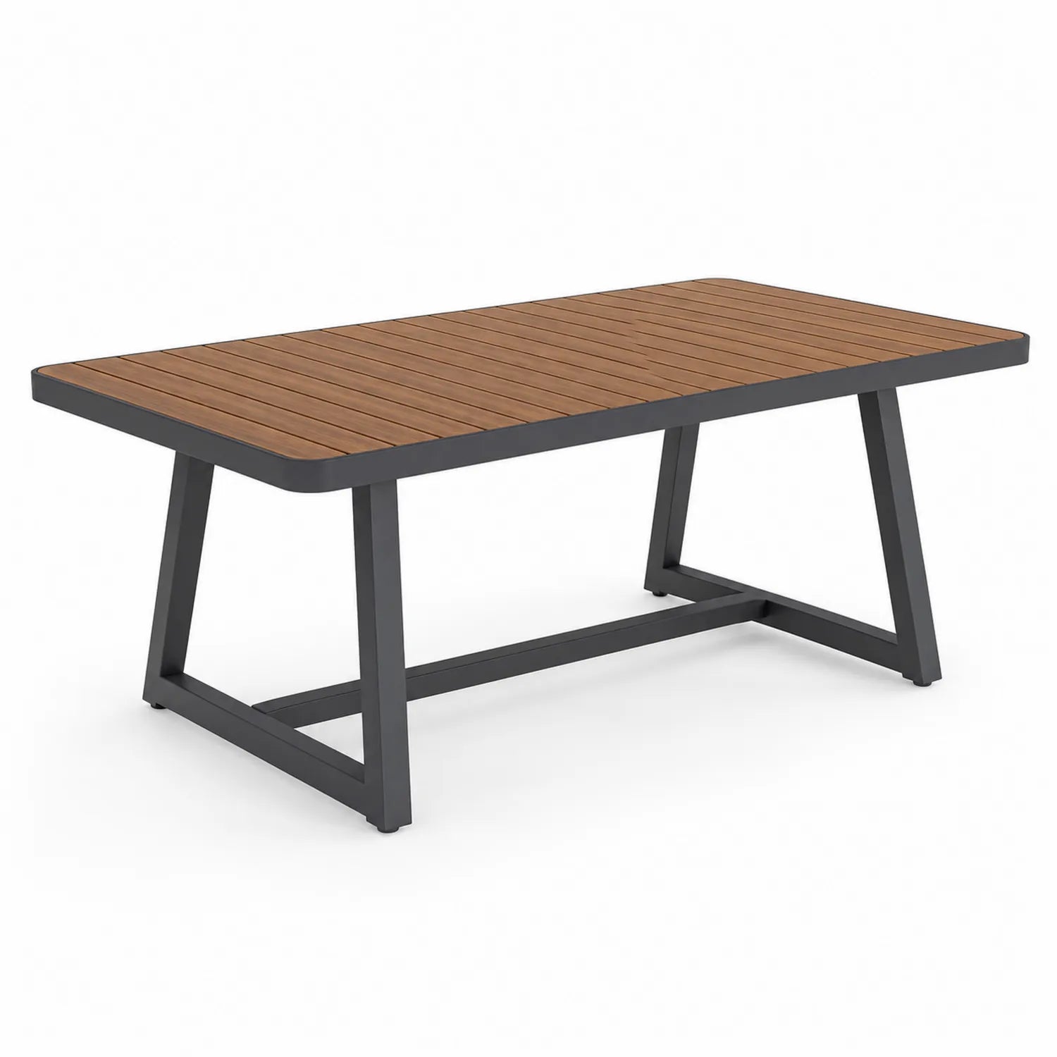 Tavolo da pranzo rettangolare per esterno in alluminio e legno composito