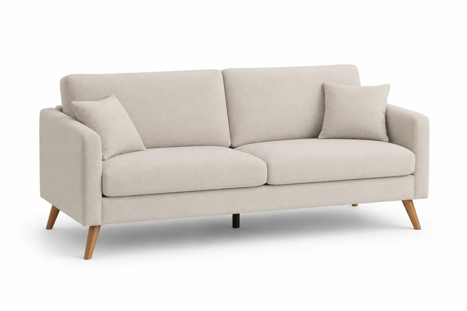 Divano tre posti in tessuto e legno beige