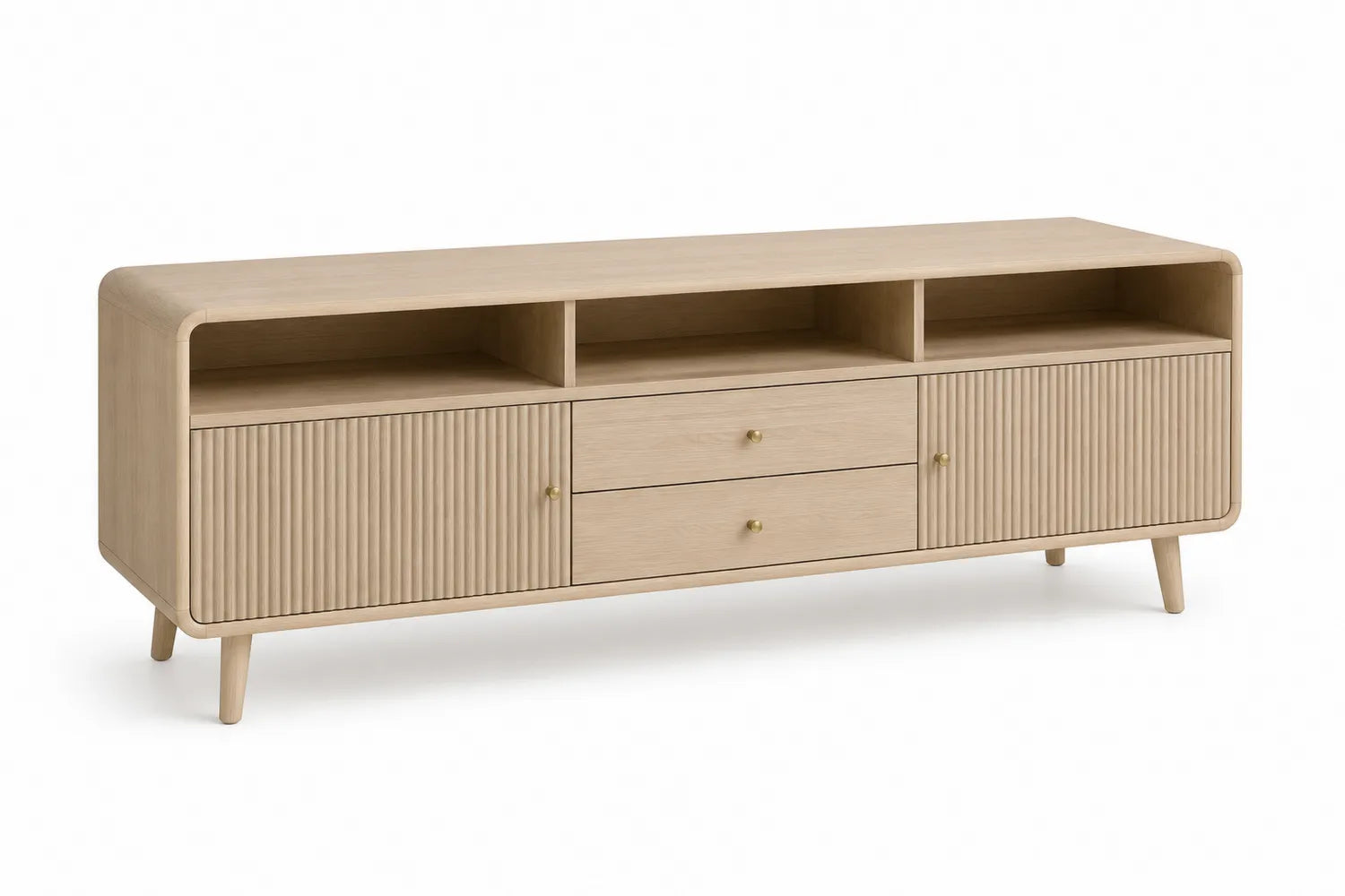 Mobile TV in legno di quercia con ante e cassetti 180x45x55 cm