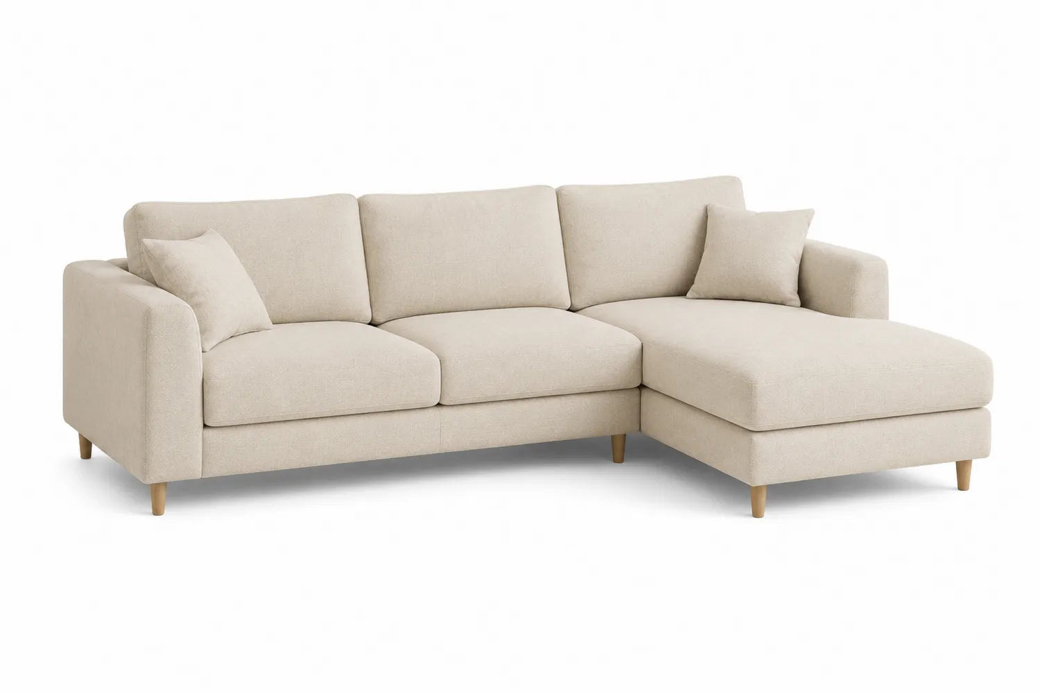 Divano angolare in tessuto Beige con penisola destra