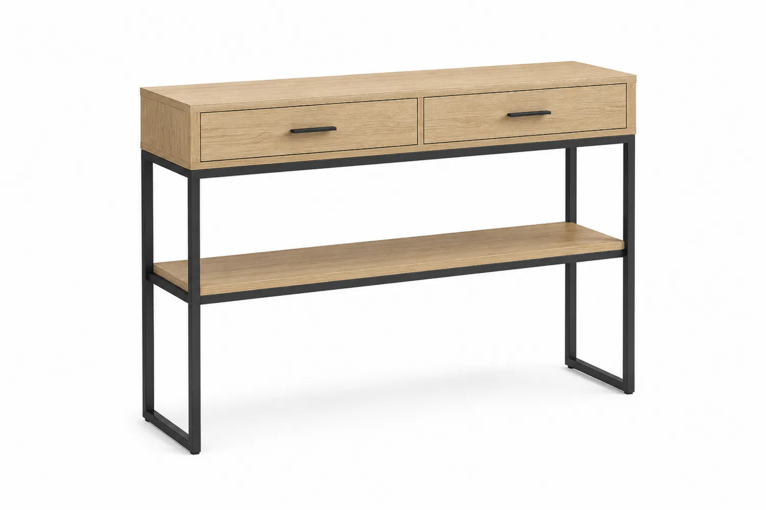 Consolle in Legno e Metallo con Ripiano e Cassetti 120x30x80 cm