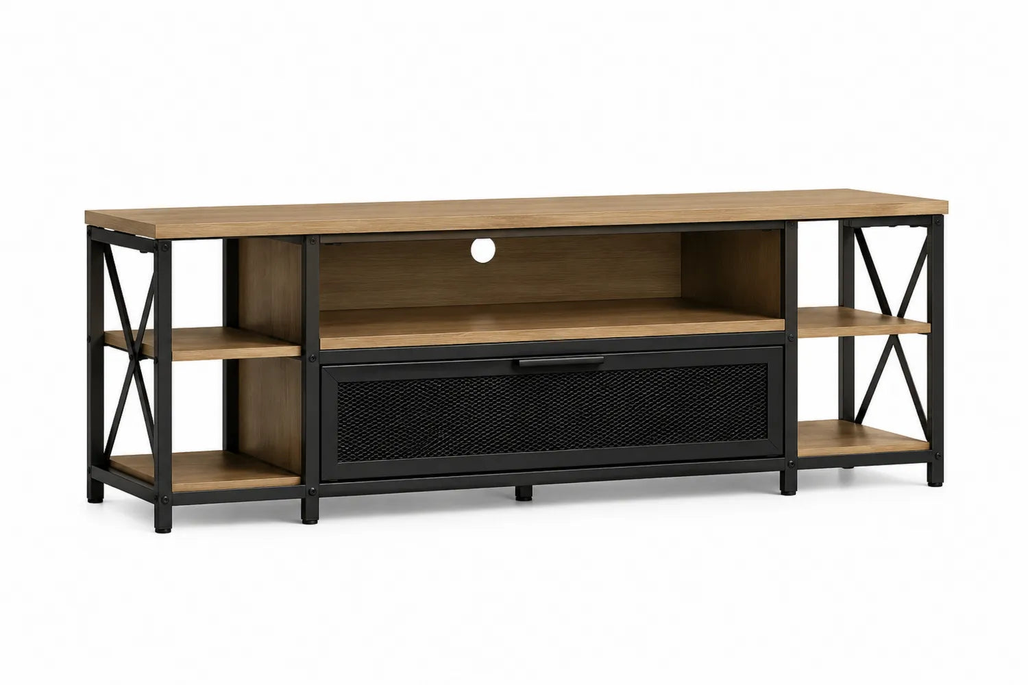 Mobile TV in legno e metallo nero 140x40x55 cm