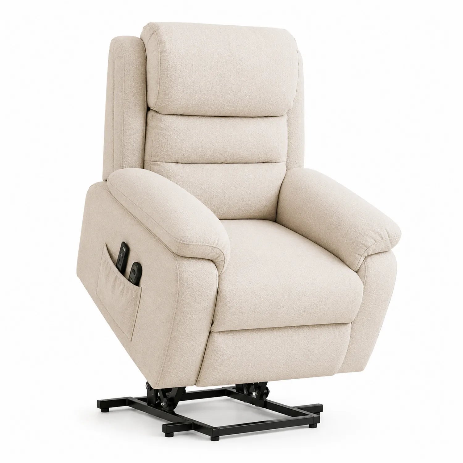 Poltrona Reclinabile Elettrica in Tessuto Beige con Telecomando