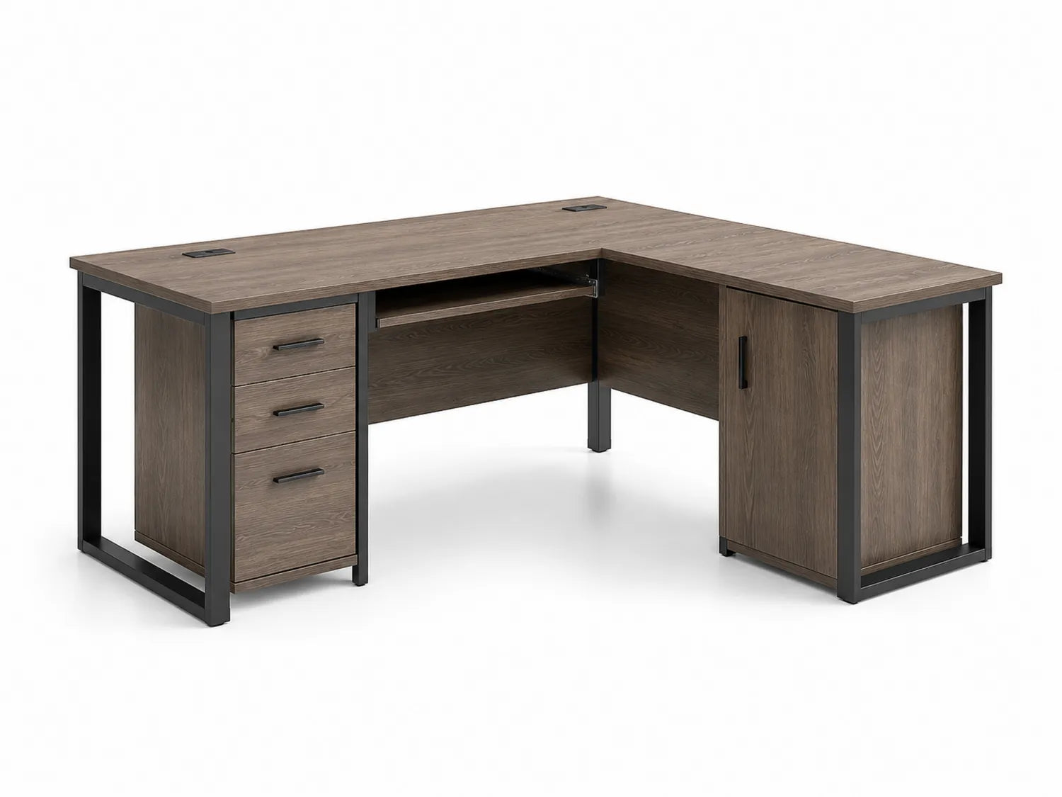Scrivania angolare in legno e metallo marrone 160x150x75 cm