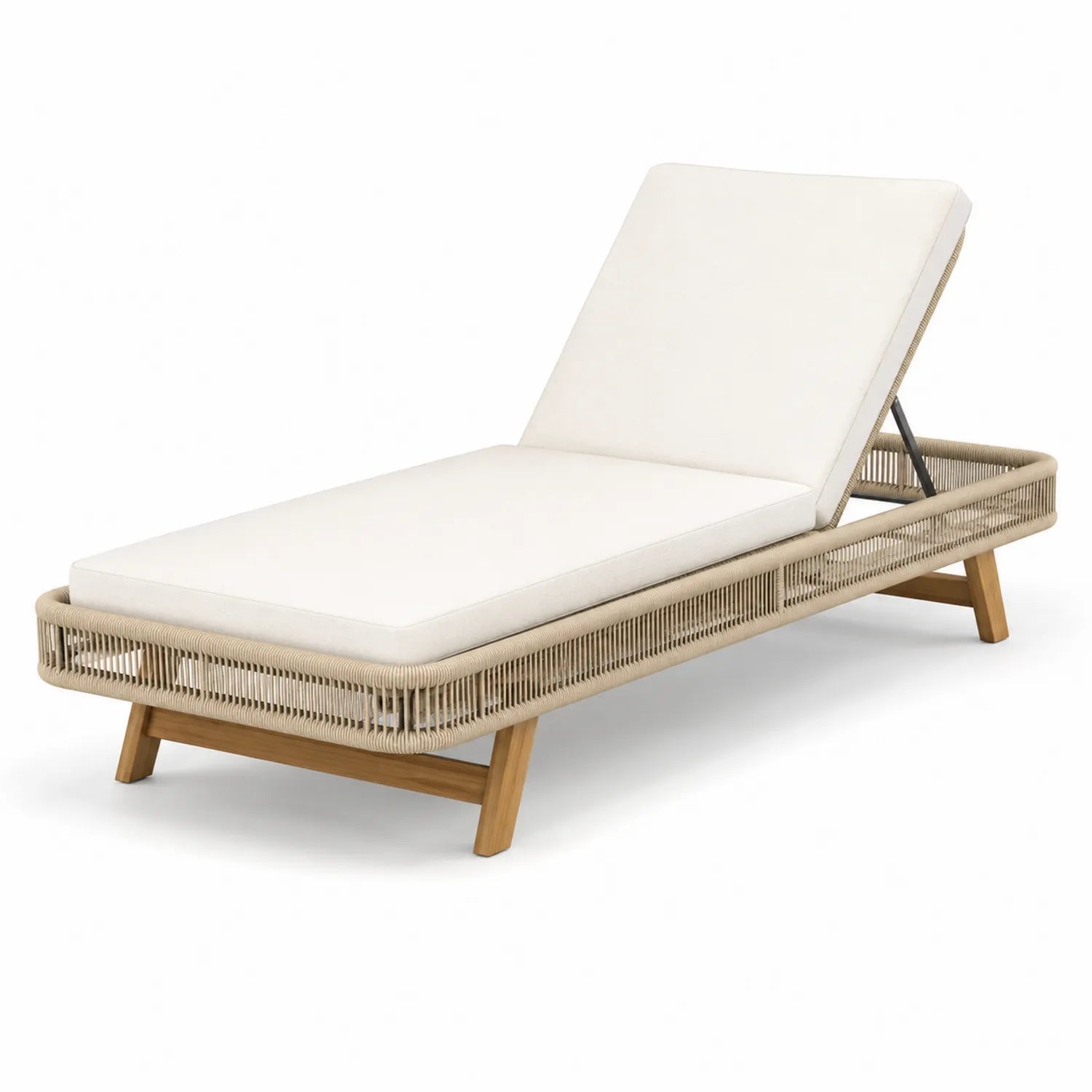 Chaise Longue da Esterno Rattan Sintetico e Legno Bianca