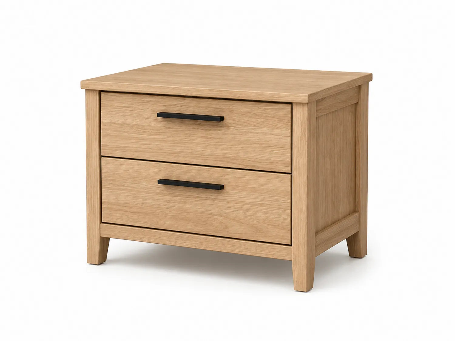 Comodino in legno di quercia con 2 cassetti