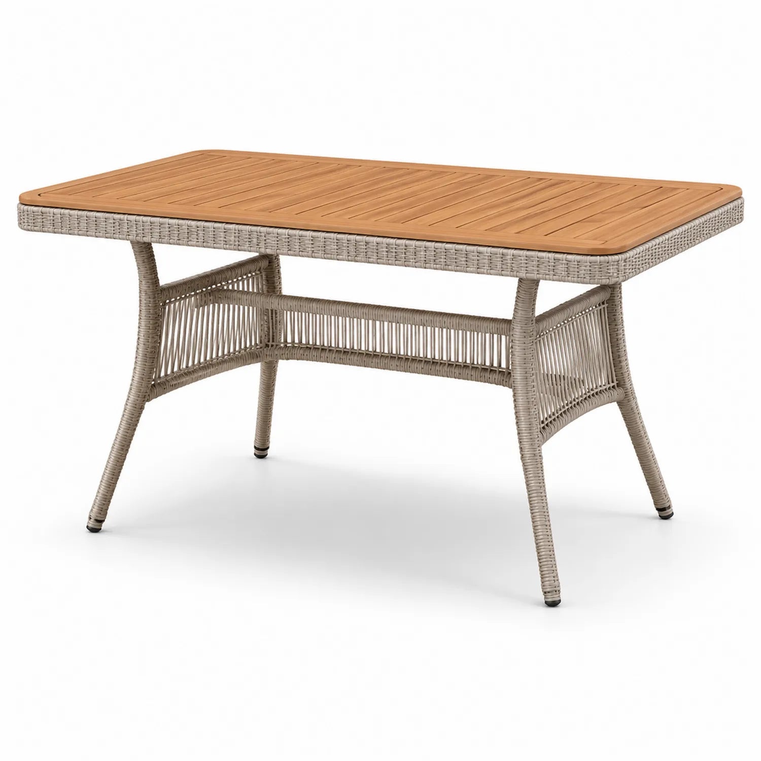 Tavolo da Pranzo Rettangolare in Legno e Rattan per Esterni