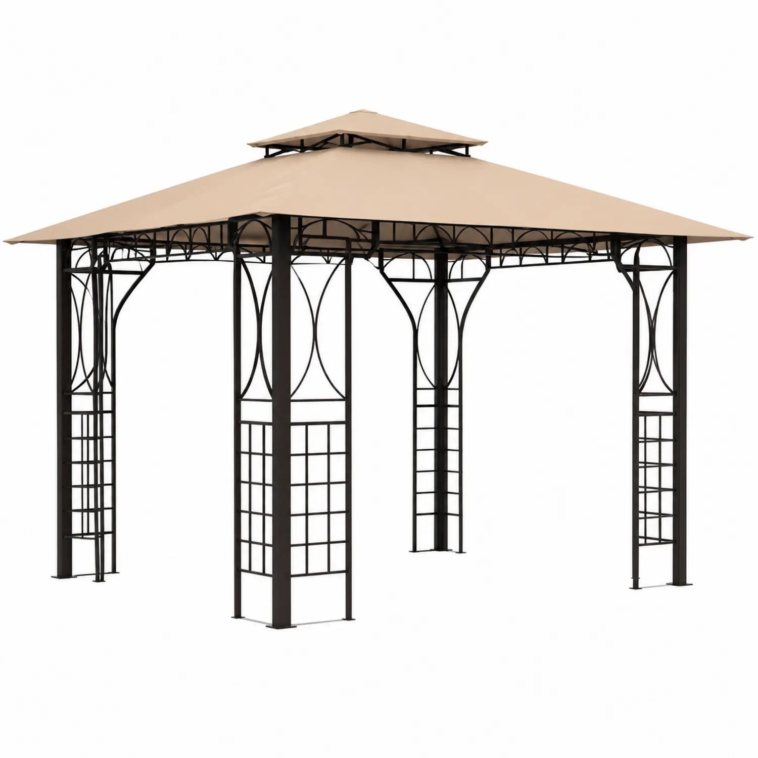 Gazebo in Acciaio e Poliestere Beige 3x3 m