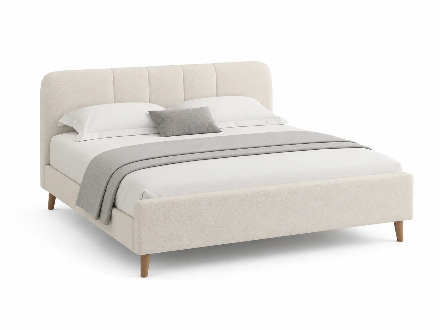 Letto Matrimoniale Beige con Struttura in Legno