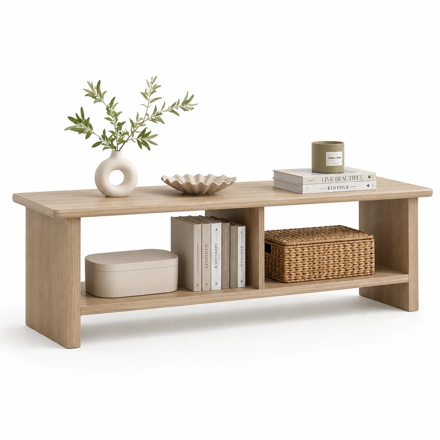 Mobile Porta TV in MDF con Finitura Rovere Chiaro 120x40x35 cm