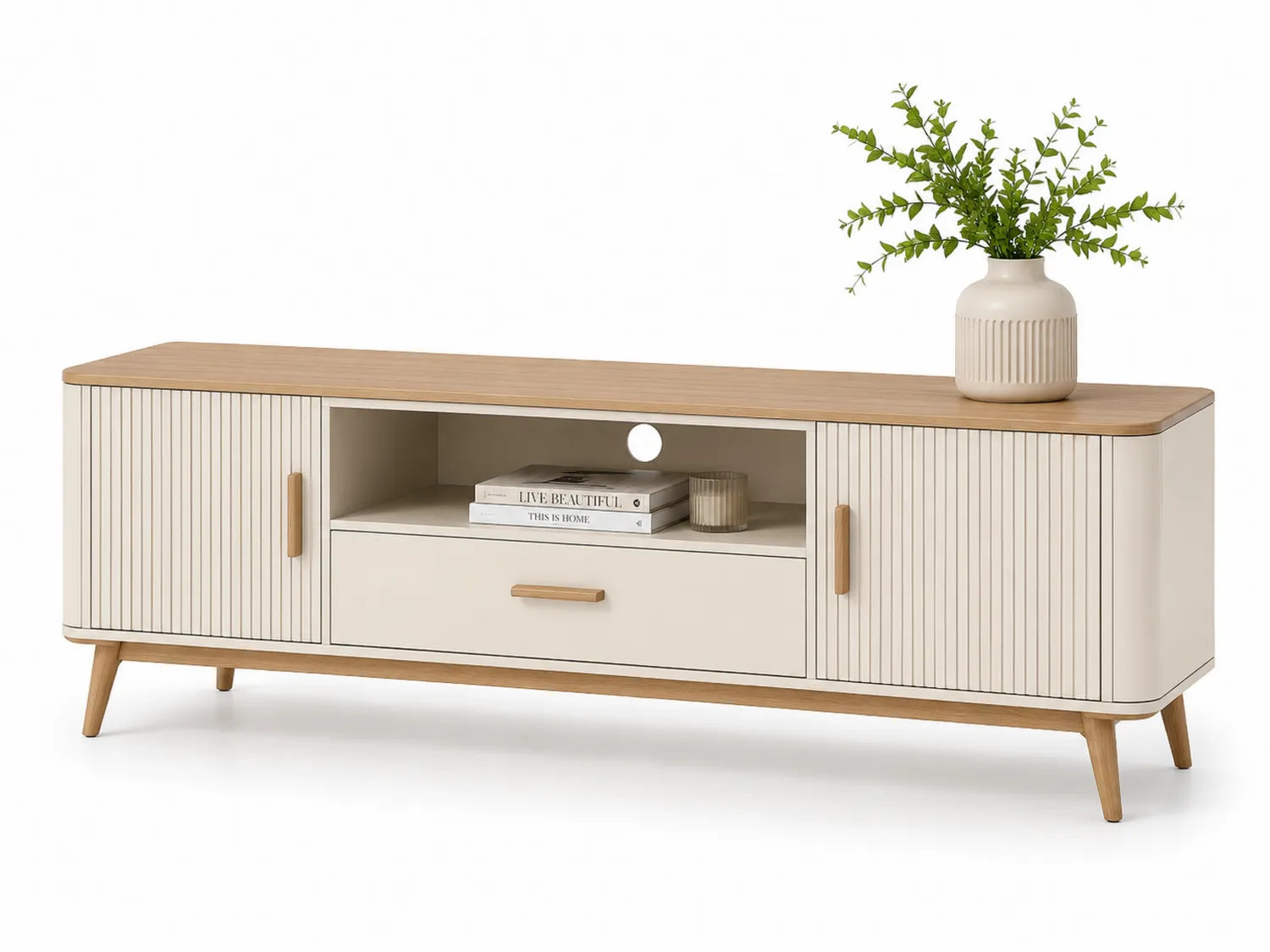 Mobile TV in MDF Beige e Rovere Chiaro 120x40x50 cm