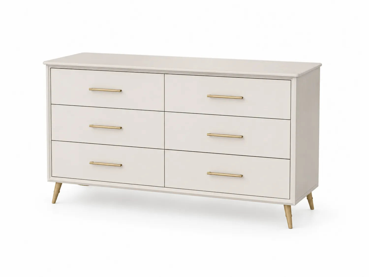 Cassettiera moderna in legno MDF bianco 6 cassetti con maniglie in metallo