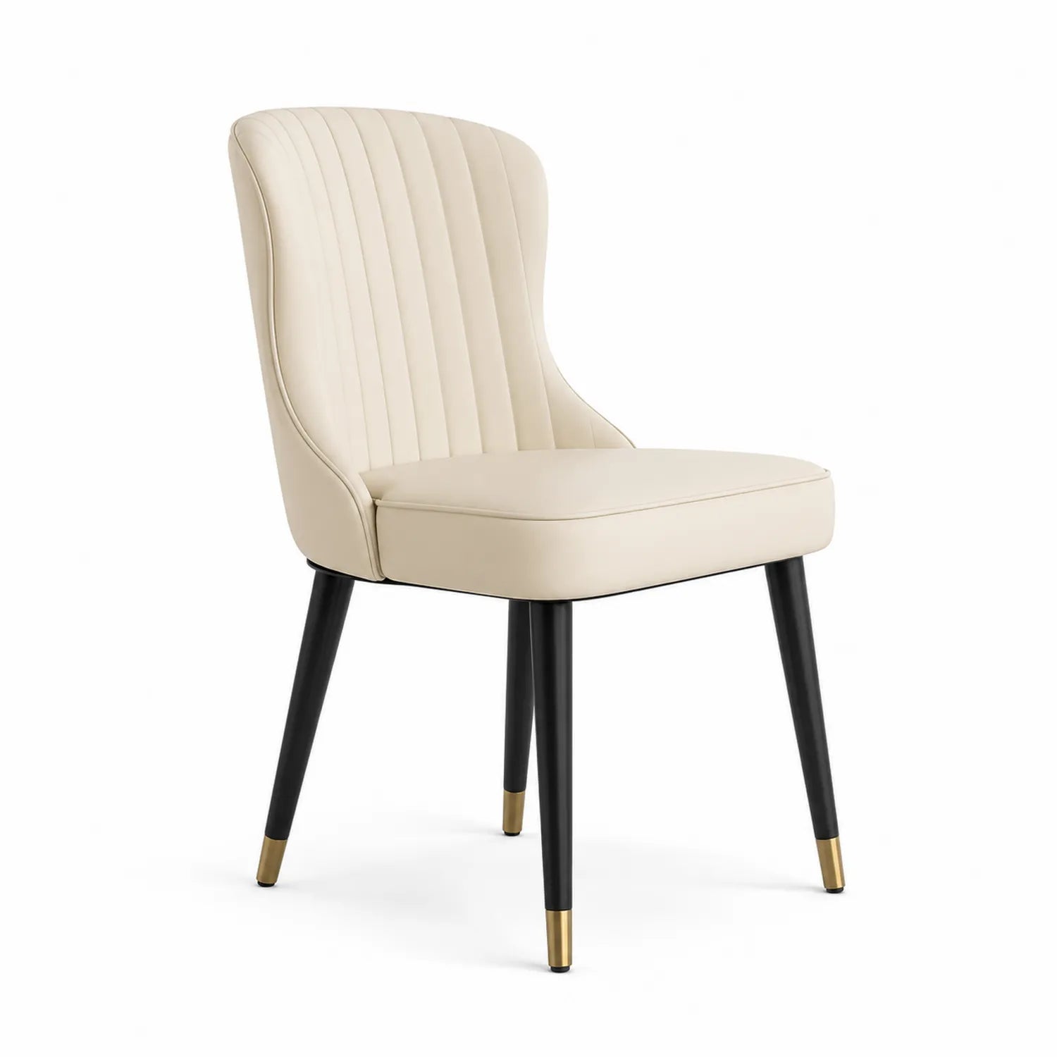 Sedia in Pelle PU Crema con Gambe in Metallo e Dettagli Oro