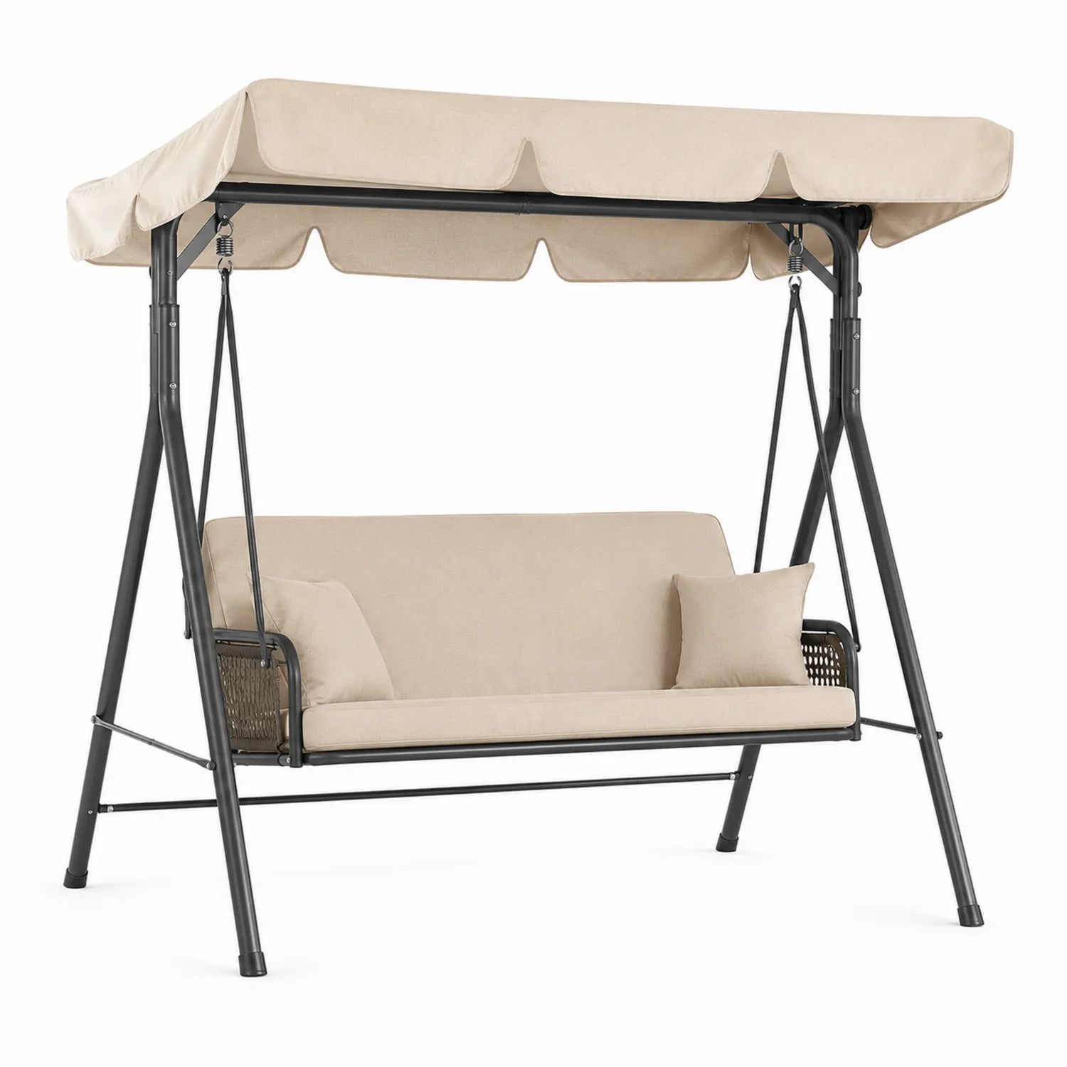Dondolo da Esterno in Acciaio e Tessuto Beige