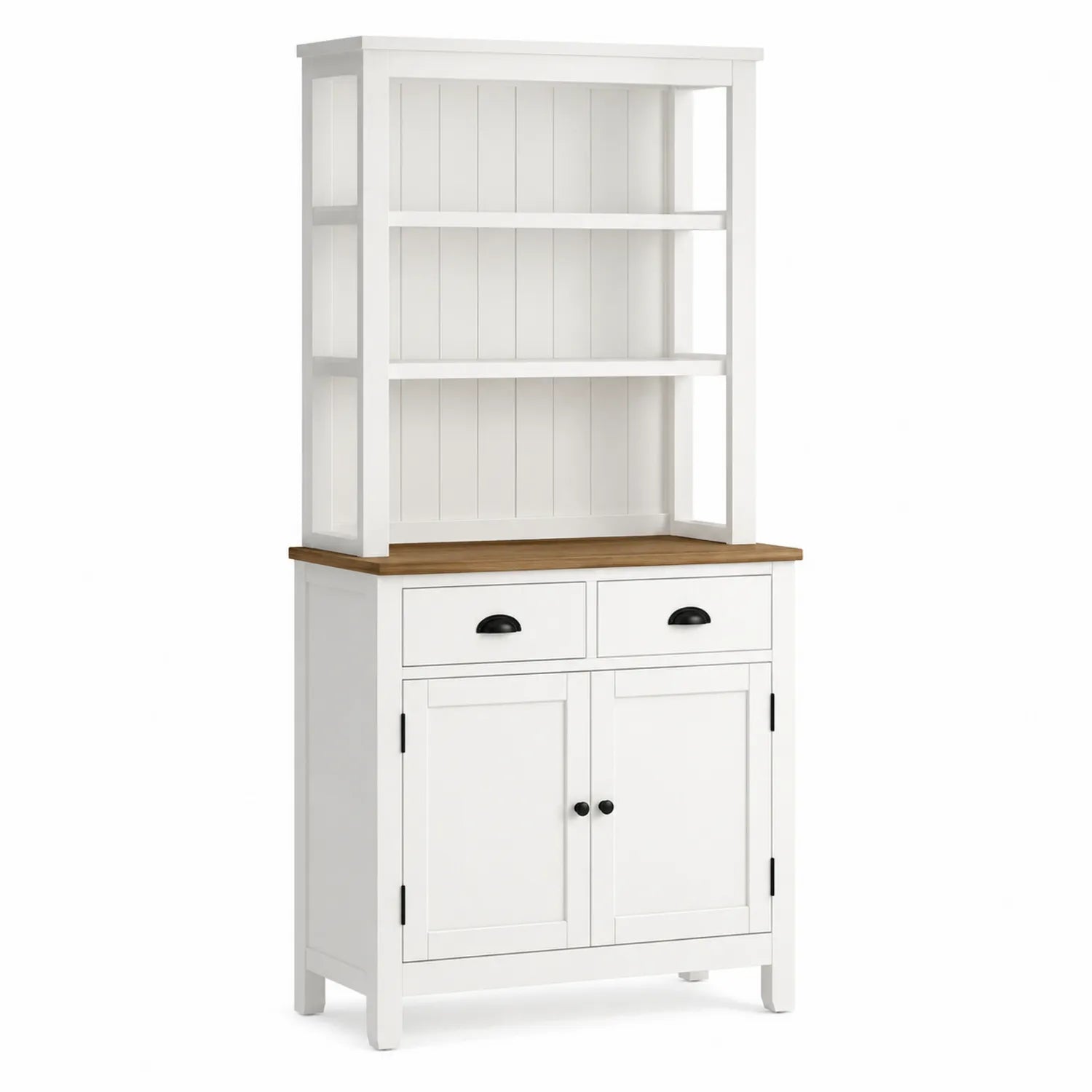 Credenza in legno bianco con ripiani e cassetti 80x40x180 cm
