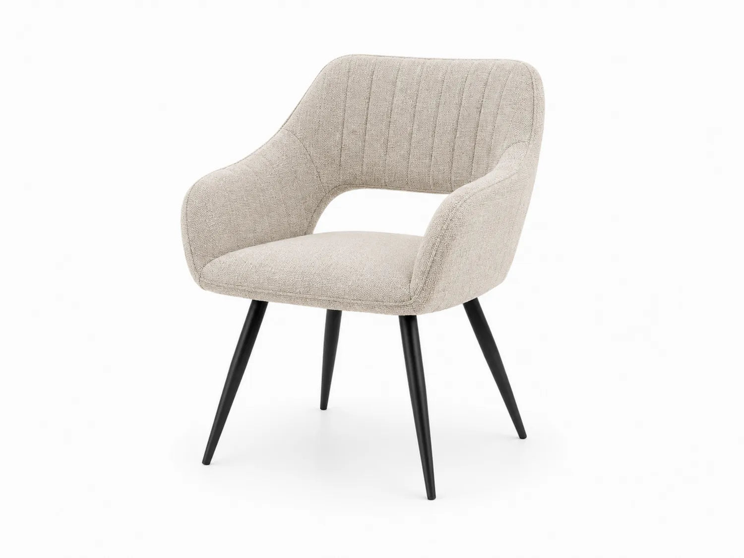 Sedia in tessuto con gambe in metallo nero, Beige