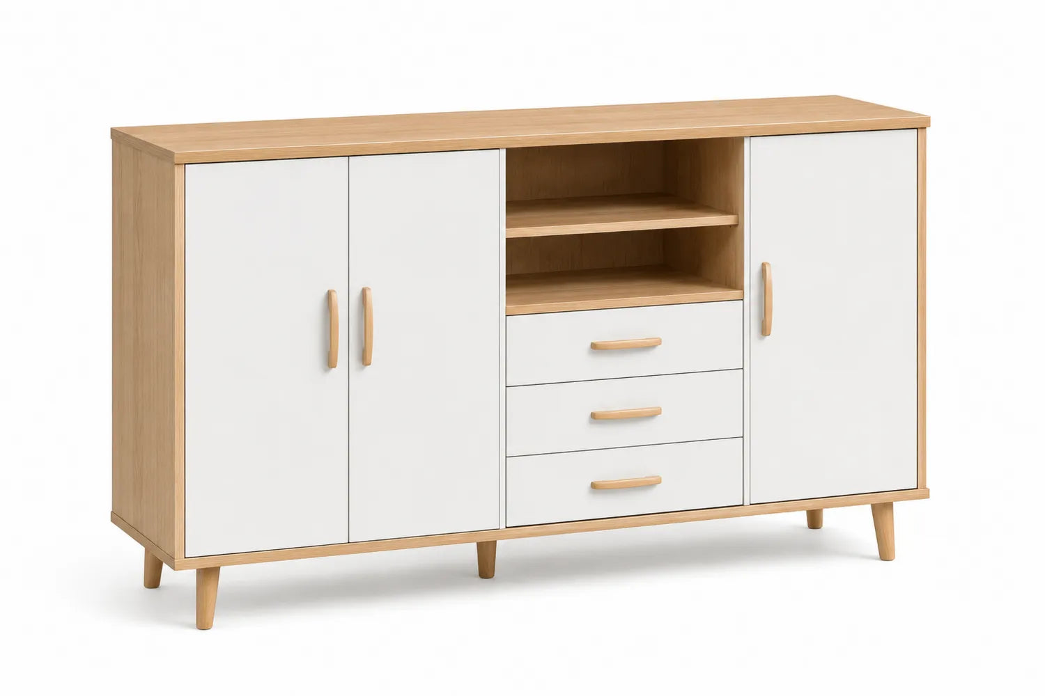 Credenza in Legno e Pannelli Compositi con 3 Cassetti e 2 Ante