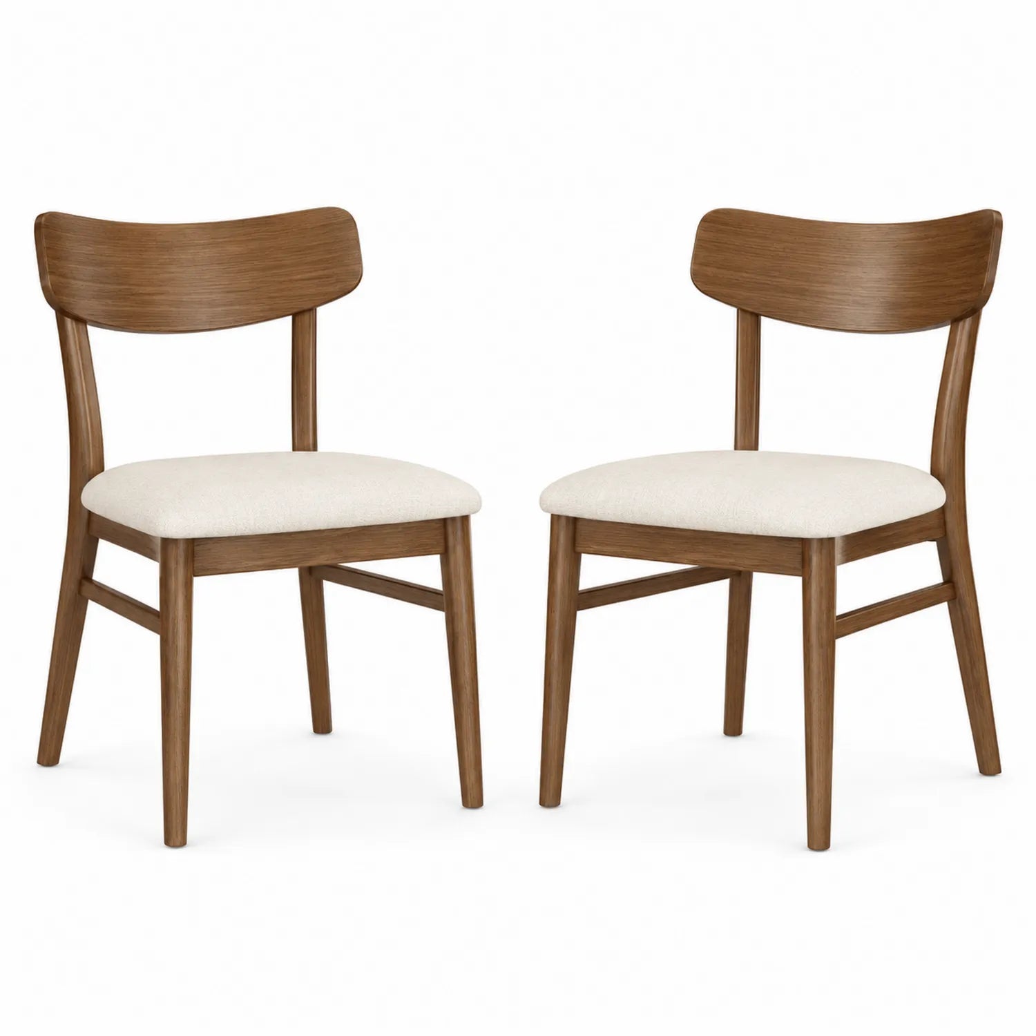 Set di 2 Sedie in Legno e Tessuto Crema