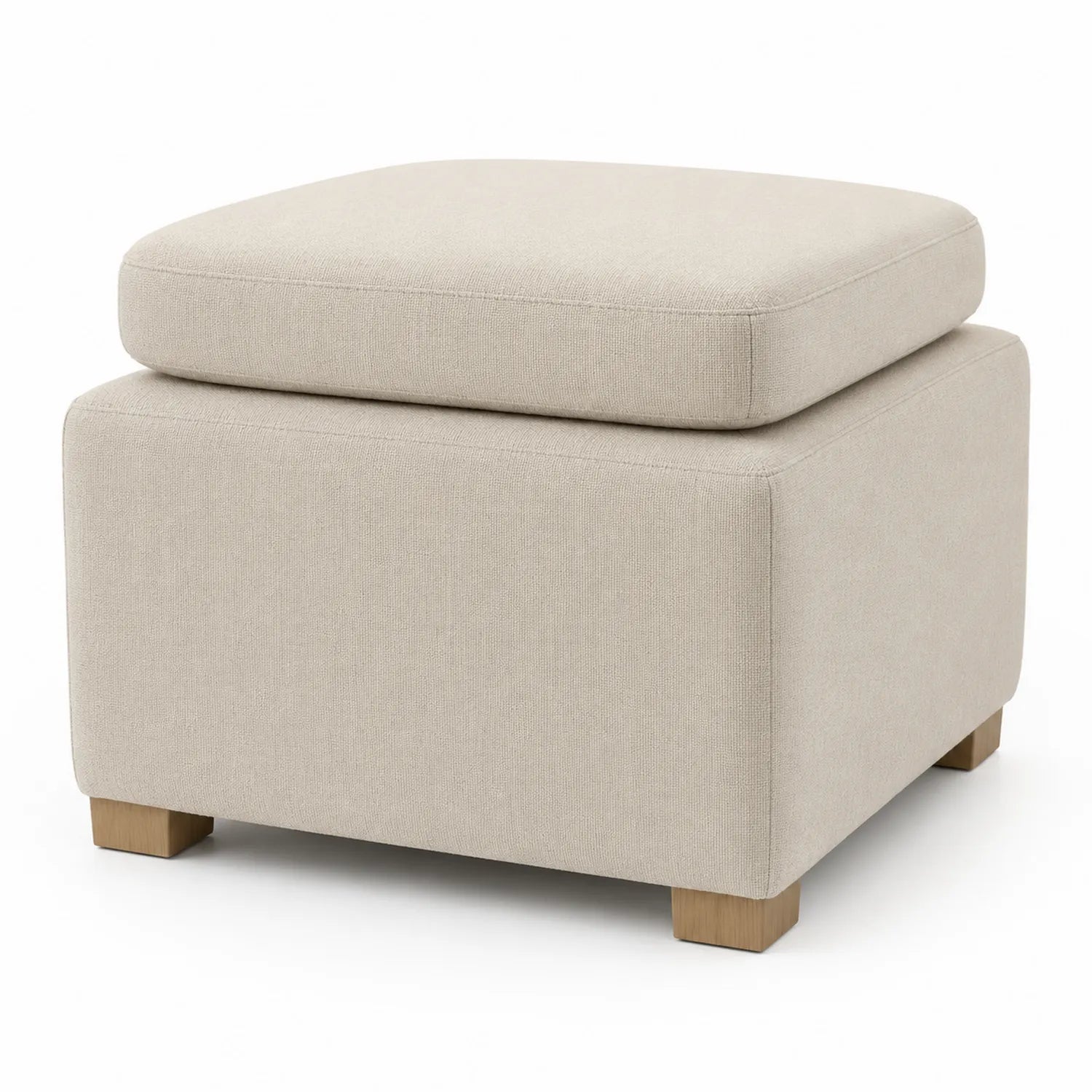 Poggiapiedi in tessuto beige quadrato 45x45x45 cm